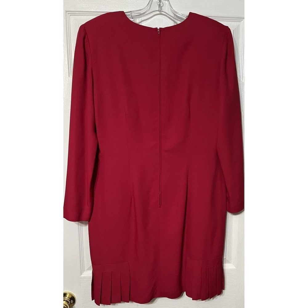 Donna Ricco Vintage Bow Hem Sheath Dress Red Cocktail Wedding Women 14 - Picture 3 of 4